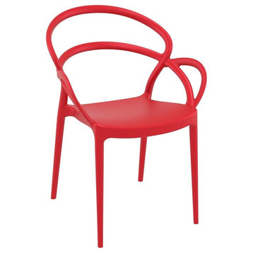 Compamia Mila Set of 2 Dining Arm Chair, Red