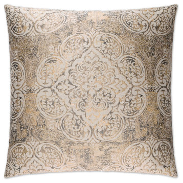 Vogue Pewter Feather Down Decorative Throw Pillow, 24x24