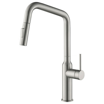 Macon Single Handle Pull Down Kitchen Faucet, Brushed Nickel, W/O Soap Dispenser