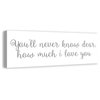You'll Never Know How Much I Love You 12"x36" Canvas Wall Art, Gray
