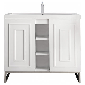 40" Modern Glossy White Freestanding Single Sink Bathroom Vanity