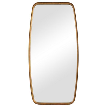 40" Curved Side Metal Frame Mirror, Gold