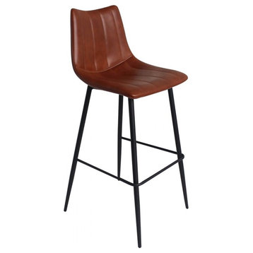 Moe's Home Collection Alibi 30" Faux Leather Bar Stools in Brown (Set of 2)