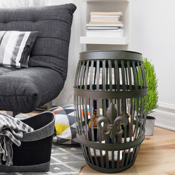 Epicureanist Fleur De Lis Barrel Table - Decorative Accents
