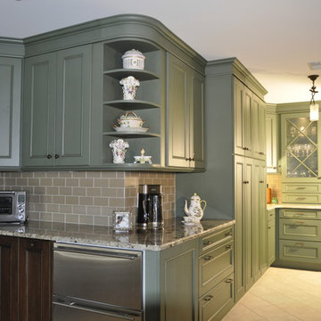 The pantry, china and crystal cabinets are not far in this kitchen