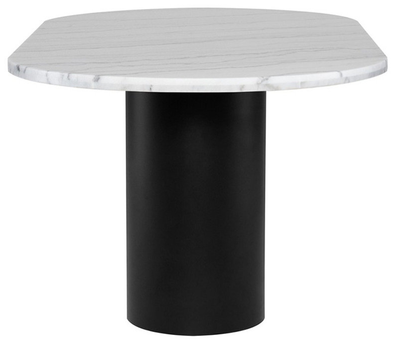 Ande Dining Table, White Marble Top Dining Table - Black Base 80 ...