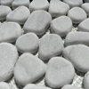 Pebble Stone Mosaic Tile Carrara White Marble River Rocks Tumbled, 1 sheet