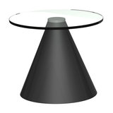 Oscar Round Side Table, Clear Glass, Black Base
