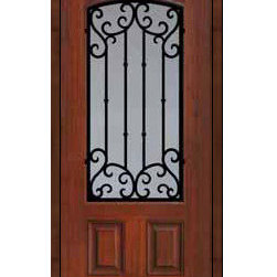 Single Door 80 Fiberglass Valencia Arch Lite Wrought Iron - Front Doors