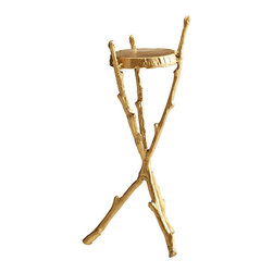 Gilt Faux Bois Candleholder - Candleholders
