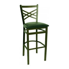 FDW - Cross Back Metal Barstool, Gold Black, Green - Bar Stools and Counter Stools