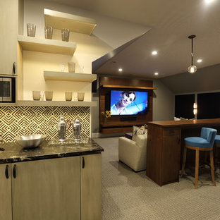 Photo of a medium sized contemporary enclosed home cinema in Richmond with a built-in media unit.