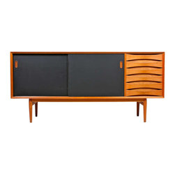 Credenza In Teak W. Black Panels - Buffets And Sideboards