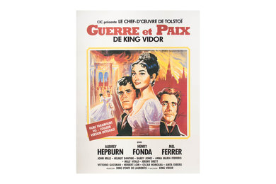 ANTIQUE POSTER WAR AND PEACE 1956 AUDREY HEPBURN