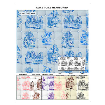 Alice in Wonderland Toile Faux Padded Casart Headboard