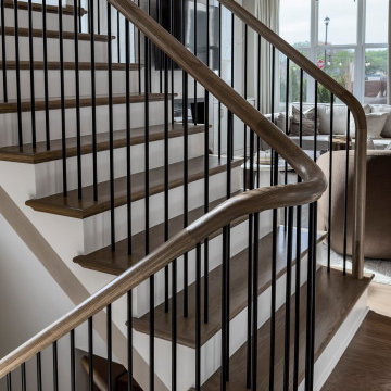 Project #153 | Sophisticated Red Oak Stair with Metal Balusters