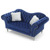 Wilshire 75" Blue Velvet 3-Seater Sofa, Includes 2 Throw Pillows