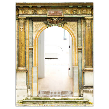 Designart Old Wooden Paris Door Traditional Paris Print On Mirror, 28x40