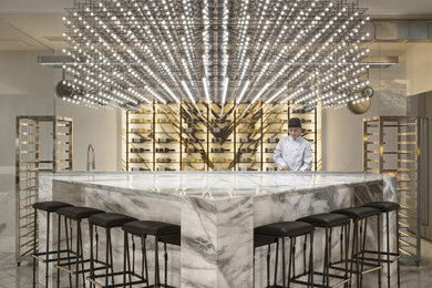 Example of a minimalist home bar design in Dallas