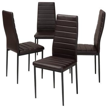 Armand Faux Leather Upholstered Dining Chair, Set of 4, Dark Brown
