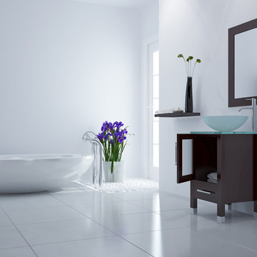 17.75" Soft Focus Single Vessel Sink Vanity - Glass