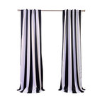 Awning Black & White Stripe Blackout Curtain, Set Of 2, 50"x96"