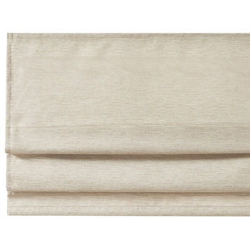 Madison Park Como Faux Silk Cordless Roman Shade, Ivory, 33 X 64"