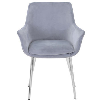 Stella Contemporary Modern Upholstered Platinum Dining Chair with Chrome...