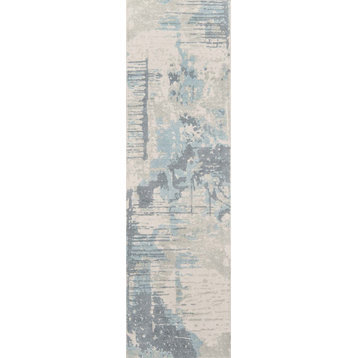 Momeni Illusions Wool Hand Tufted Blue Runner 2'3"x8'