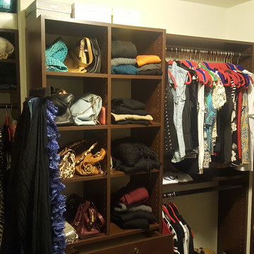 Walk in /truffle finish with bronze rods,shoe fences ,belt and accessory racks