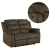 Fabric Upholstered Reclining Loveseat, Olive Brown