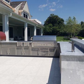 Resort like home boasts a resort like outdoor kitchen in BridgeHampton, NY