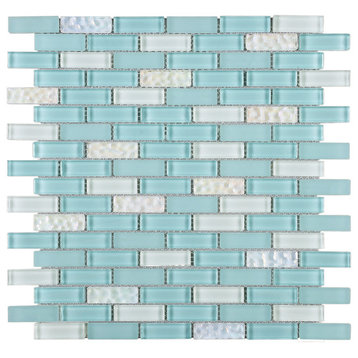 11.75"x12" Jasper Glass Mosaic Tile Sheet, Baby Blue