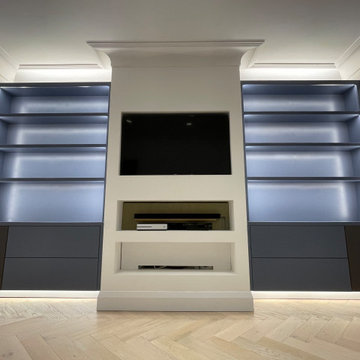 Alcove floating cupboards and shelving