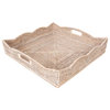 Artifacts Rattan™ Scallop Collection Square Tray With Cutout Handles, White Wash, 20"x20"x4.5"