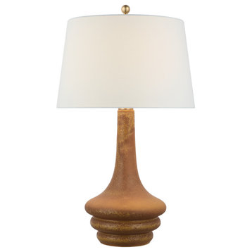 Wallis Large Table Lamp in Yellow Oxide with Linen Shade