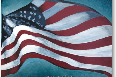 Very LARGE wall art extra large American Flag Patriotic Decor red white blue