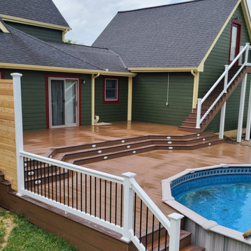 Pool Deck with Lighting Before and After