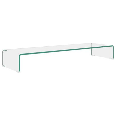 vidaXL TV Stand Clear Tough Tempered Glass, Plastic Medium Sleek
