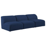Meridian Furniture - Miramar Linen Textured Fabric Upholstered 3-Piece Modular Sofa, Navy - Unwind and let your cares float away while you're curled up in the welcoming confines of this Miramar Modular Sofa. This sophisticated modular sofa is made from premium materials with a solid frame that ensures durability and long-lasting service life. The soft navy linen textured upholstery on this modular sofa makes it feel super indulgent against the skin. Pair this sofa with other items in the Miramar collection for a complete lookthe latches underneath make pairing a snap.