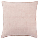 Jaipur Living - Jaipur Living Blanche Solid Throw Pillow, Light Pink, 22"x22", Poly Fill - The Burbank collection infuses homes with understated elegance, perfect for rustic and coastal spaces alike. The oversized Blanche pillow is crafted of 100% linen and features soft, inviting flange for added texture and charm. In soft hues, this versatile cushion brightens rooms with romantic style.