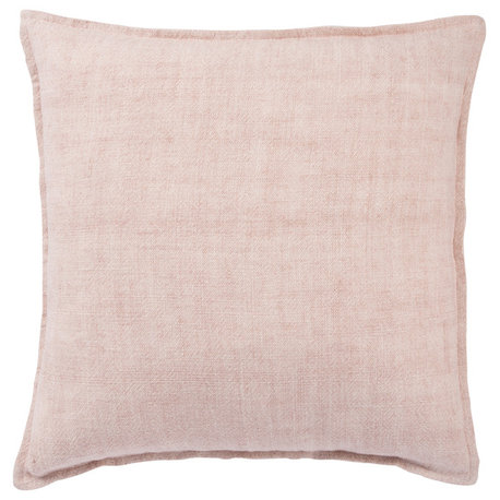 Jaipur Living Blanche Solid Throw Pillow, Light Pink, 22"x22", Poly Fill