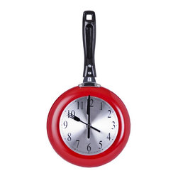Red Frying Pan Wall Clock - Wall Clocks