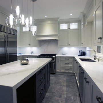 Off white and gray, transitional kitchen. Richmond Hill 2017