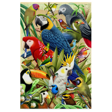"Tropical Colorful Birds" by Howard Robinson, Canvas Art