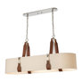 Polished Nickel with Leather British Brown Accent and Natural Linen Shade
