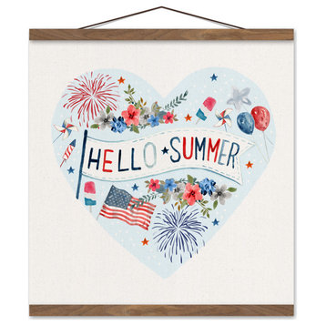 Hello Summer Icons 16 x 16 Teak Hanging Canvas