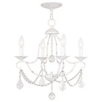 Livex Lighting - Chesterfield Mini Chandelier, Antique White - Simple elegance adorns the Chesterfield collection as strings of clear crystal gently cascade from a graceful frame of small scale tubing finished in antique white.