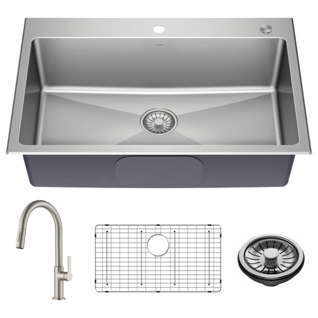 KRAUS Standart PRO 33" Drop, / Undermount Kitchen Sink and Pulldown Faucet SFS