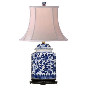 Blue & White Chrysanthemum Small Porcelain Table Lamp